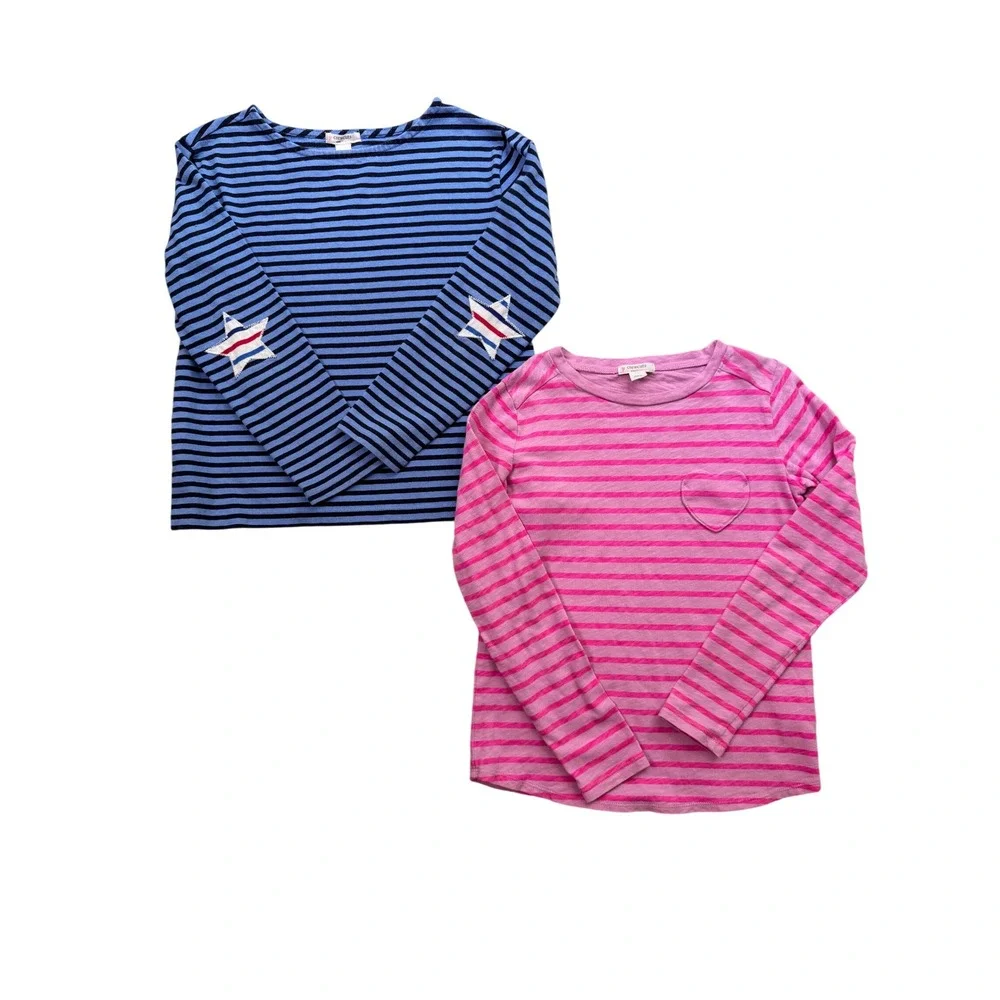 Crewcuts J.Crew Girls Striped Long Sleeve Shirt Bundle Star Heart Size M 8-9